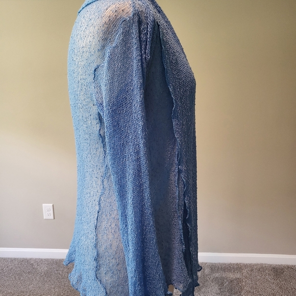 Fresco by Nomadic Traders – Beach Blue Long Mesh/Crochet Cardi/Shawl (One Size) - Picture 13 of 16